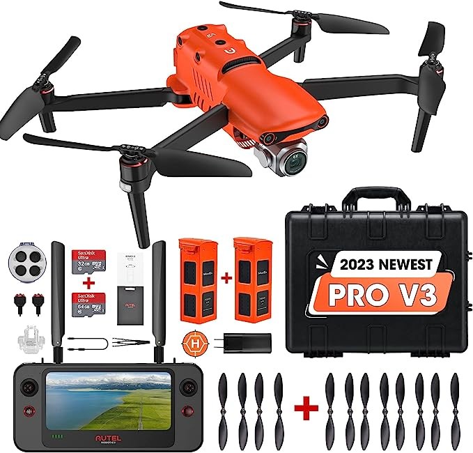 Autel Robotics EVO 2 Pro Drone, 2023 New EVO II Pro Rugged Kit with 6K HDR Video, Version 2, No Geo Fencing, F2.8 - F11 Aperture, 360° Evacuation, 3 Batteries, Extra 64G SD, Fly More Combo