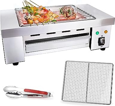 Indoor Barbecue Electric Grill, Indoor Smokeless Grill Stainless Steel Commercial and Family use Griddle Korean BBQ Grill, Suit for Cafe Restaurant Camping Party Buffet 120V,1800W