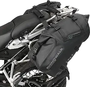 HUNTVP Alforjas impermeables para motocicleta, bolsas para motocicleta, bolsas laterales de almacenamiento universal, bolsa de herramientas para motocicleta, 48 L (2 x 24 L), 1 par (negro, XL)