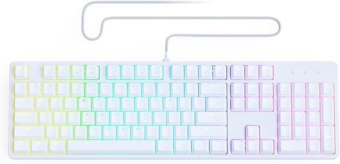 PWNAGE Ultra Custom Gaming Keyboard - Full Size RGB - USB C Mechanical Keyboard Hot Swappable Switches & PBT Keycaps - White Metal Top Plate - Clicky Blue Switches
