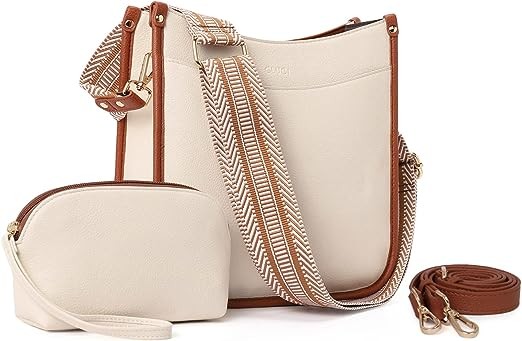 CLUCI Vegen Leather Crossbody Bags For Women Trendy 2Pcs Hobo Handbag Wallet Set With 2Adjustable Guitar Strap